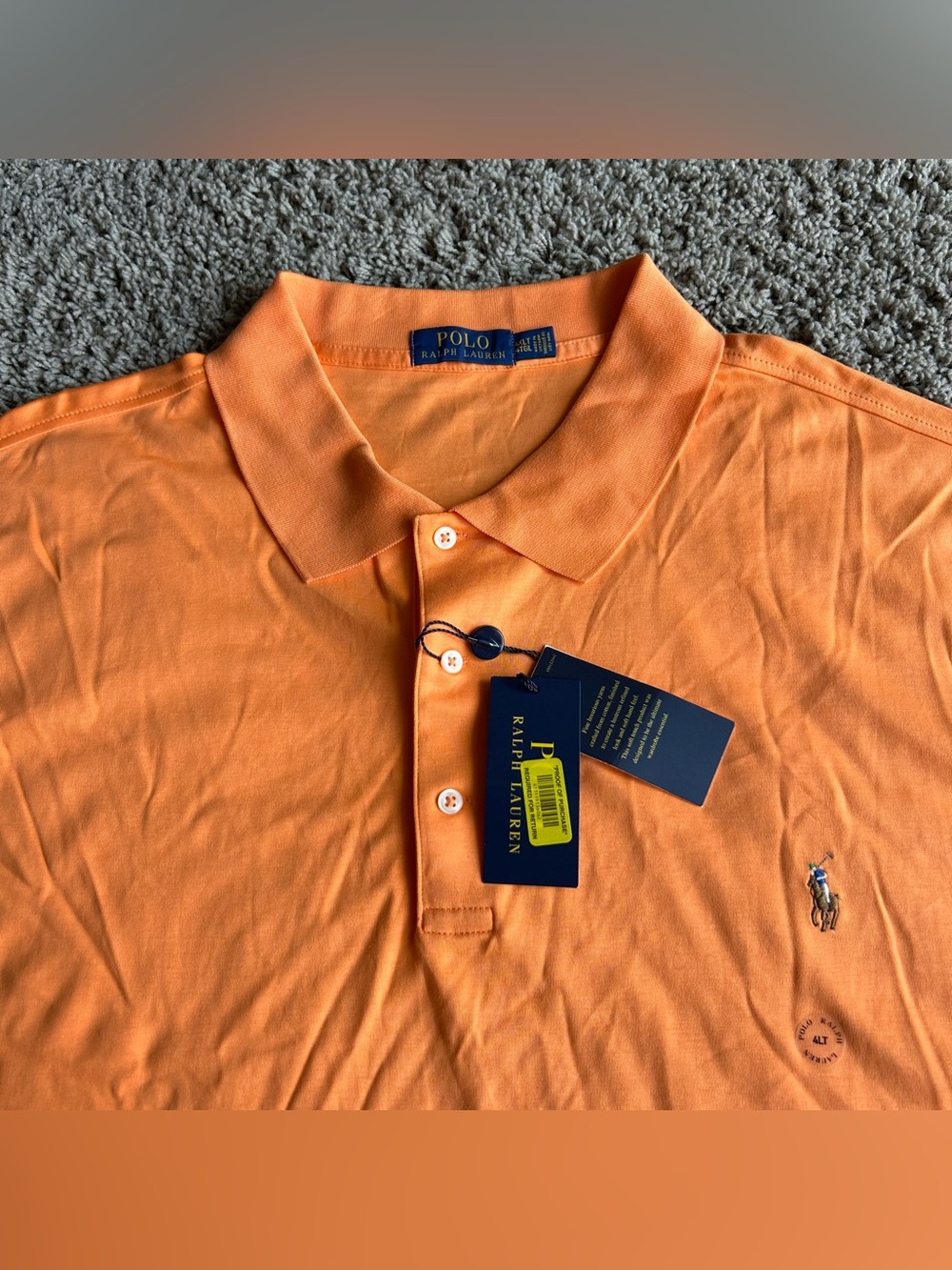 NWT Polo Ralph Lauren Shirt Men 4XL TALL Orange Short Sleeve Cotton Classic Pony